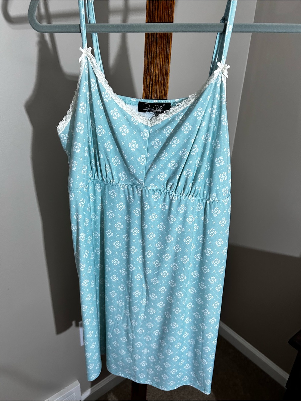 Adorable Rene Rofe mint green  Floral Chemise and Robe Set - Picture 2 of 3